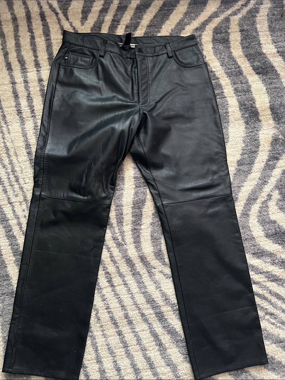 DKNY Mens Black Leather Pants with 40w